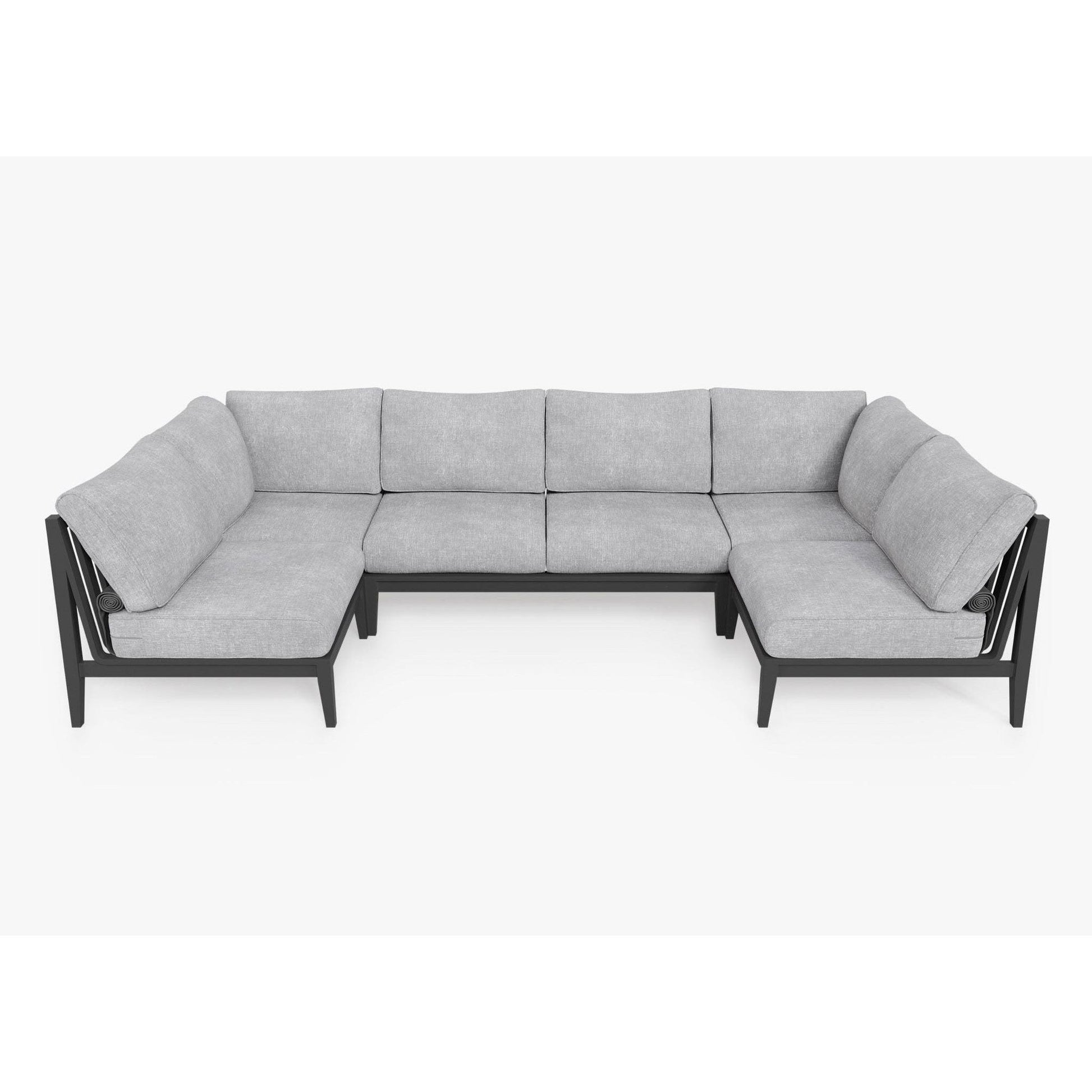 Live Outer 127" x 64" Charcoal Aluminum Outdoor U Sectional 6-Seat With Pacific Fog Gray Cushion