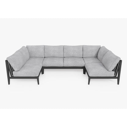 Live Outer 127" x 64" Charcoal Aluminum Outdoor U Sectional 6-Seat With Pacific Fog Gray Cushion