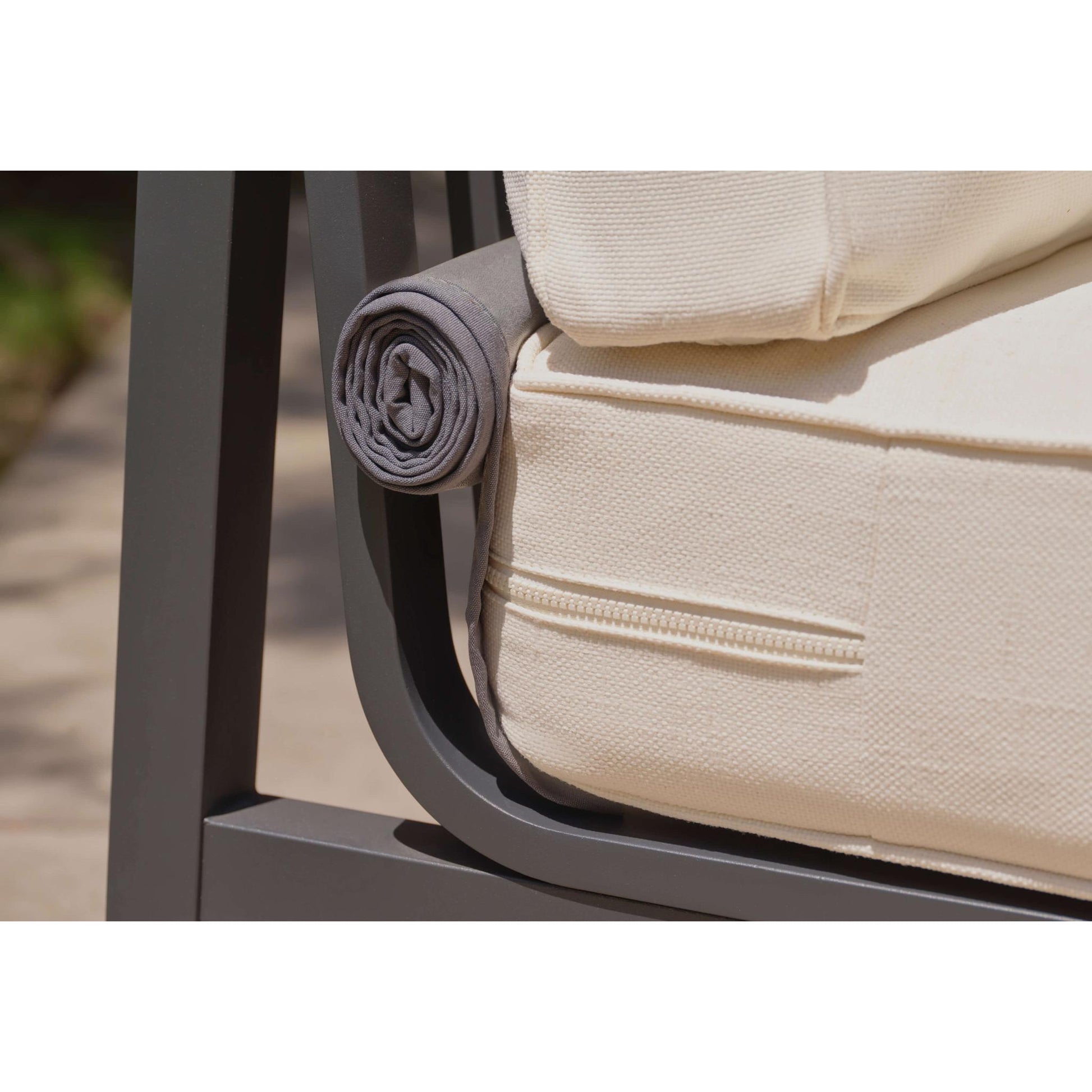 Live Outer 127" x 64" Charcoal Aluminum Outdoor U Sectional 6-Seat With Palisades Cream Cushion