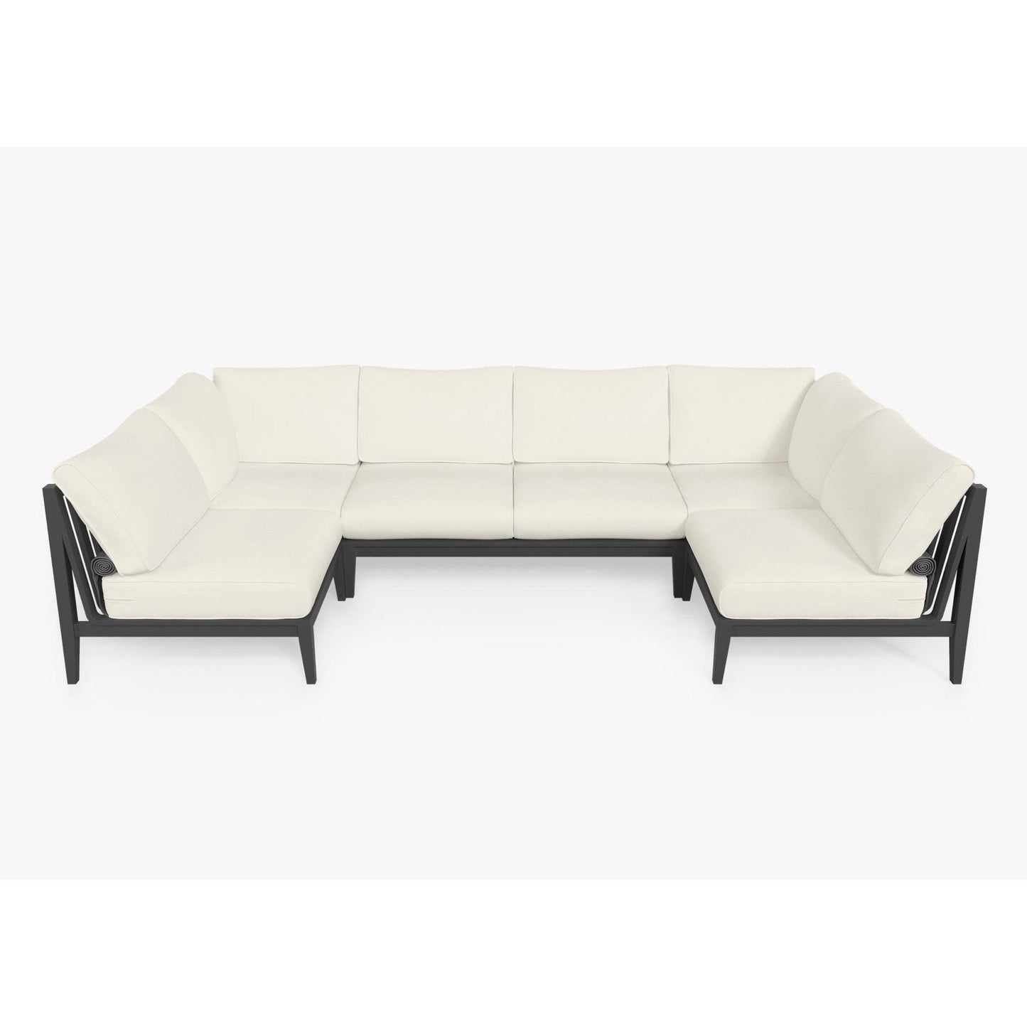 Live Outer 127" x 64" Charcoal Aluminum Outdoor U Sectional 6-Seat With Palisades Cream Cushion