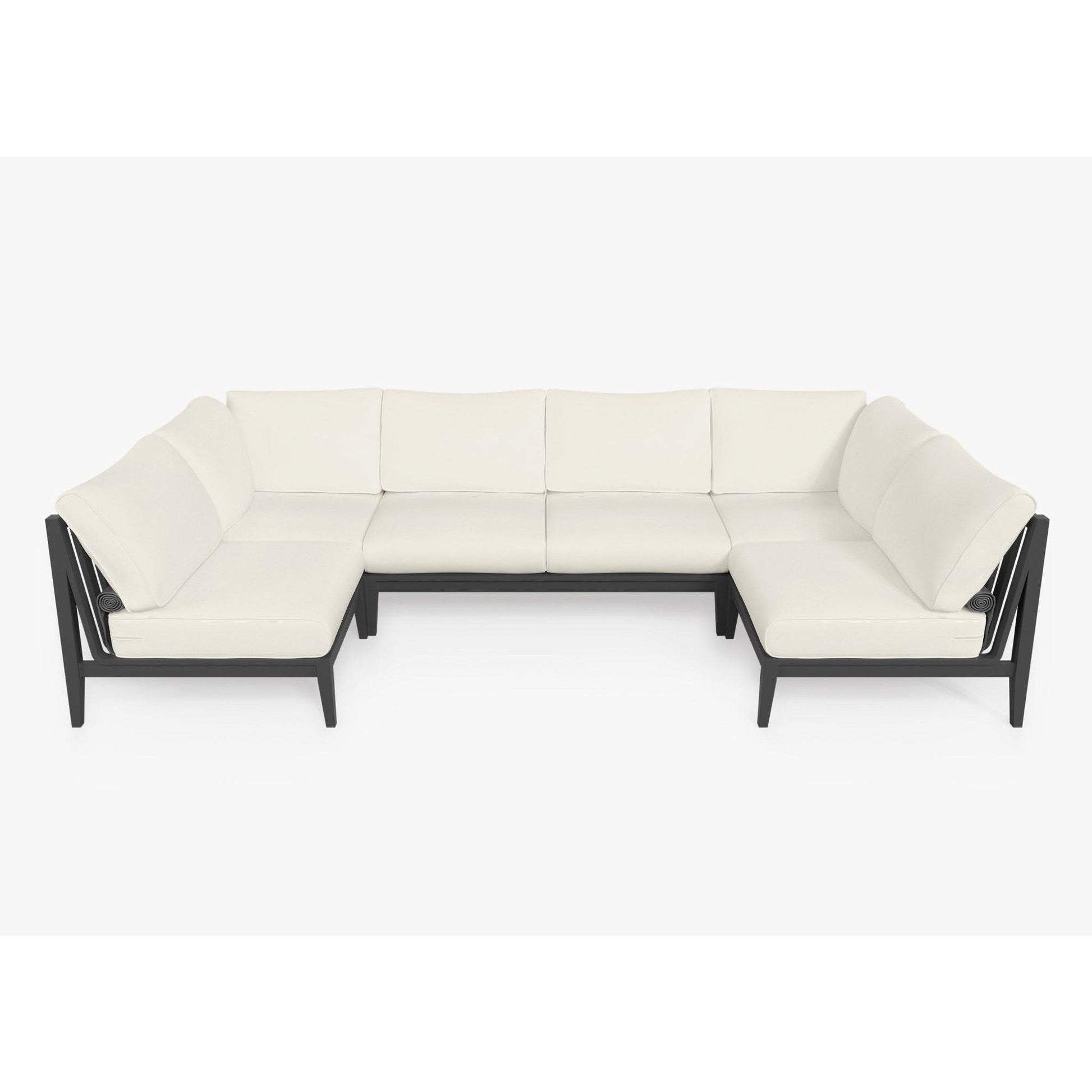 Live Outer 127" x 64" Charcoal Aluminum Outdoor U Sectional 6-Seat With Palisades Cream Cushion