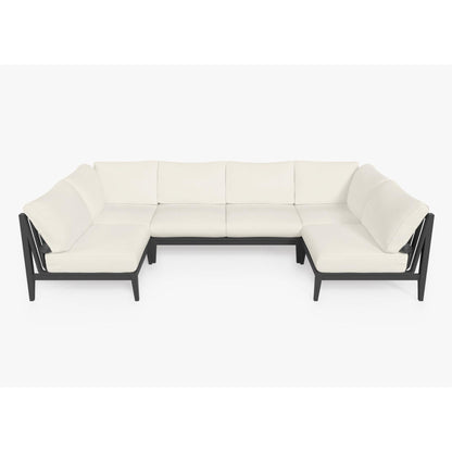 Live Outer 127" x 64" Charcoal Aluminum Outdoor U Sectional 6-Seat With Palisades Cream Cushion