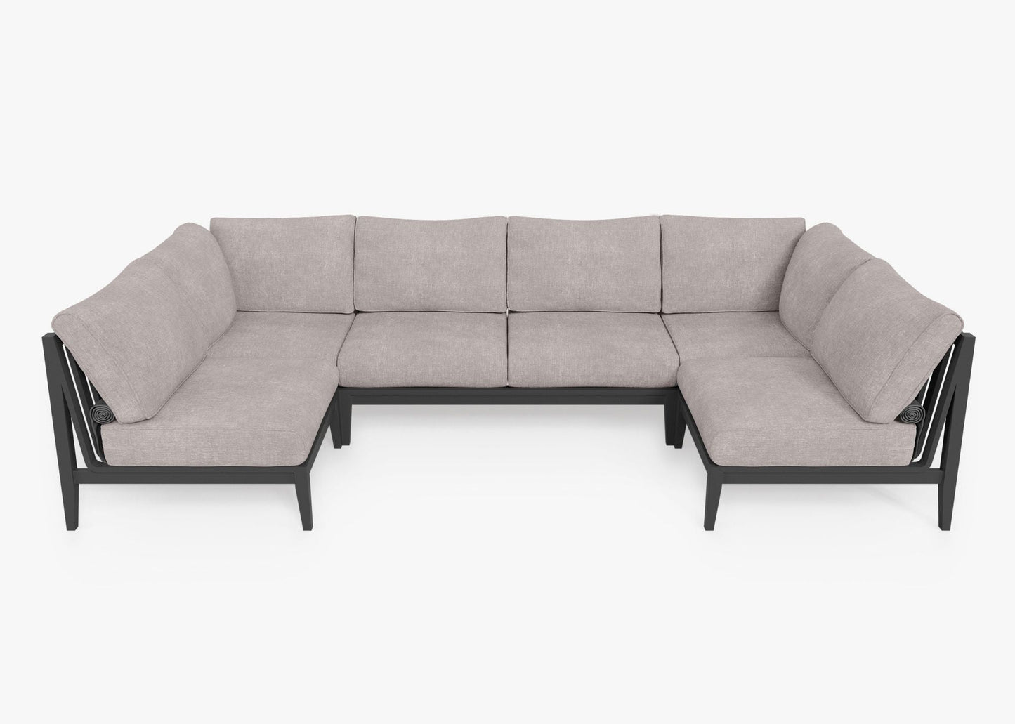 Live Outer 127" x 64" Charcoal Aluminum Outdoor U Sectional 6-Seat With Sandstone Gray Cushion