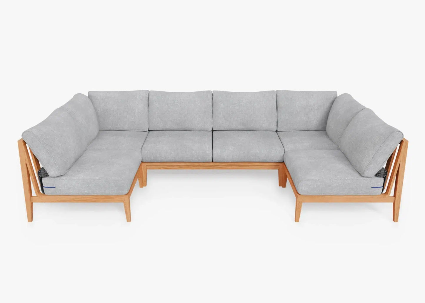 Live Outer 127" x 64" Teak Outdoor U Shape Sectional 6-Seat With Pacific Fog Gray Cushion