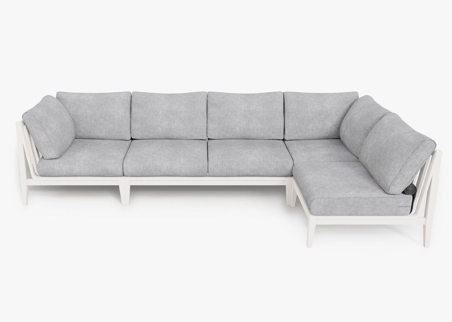 Live Outer 127" x 64" White Aluminum Outdoor L Shape Sectional 5-Seat With Pacific Fog Gray Cushion