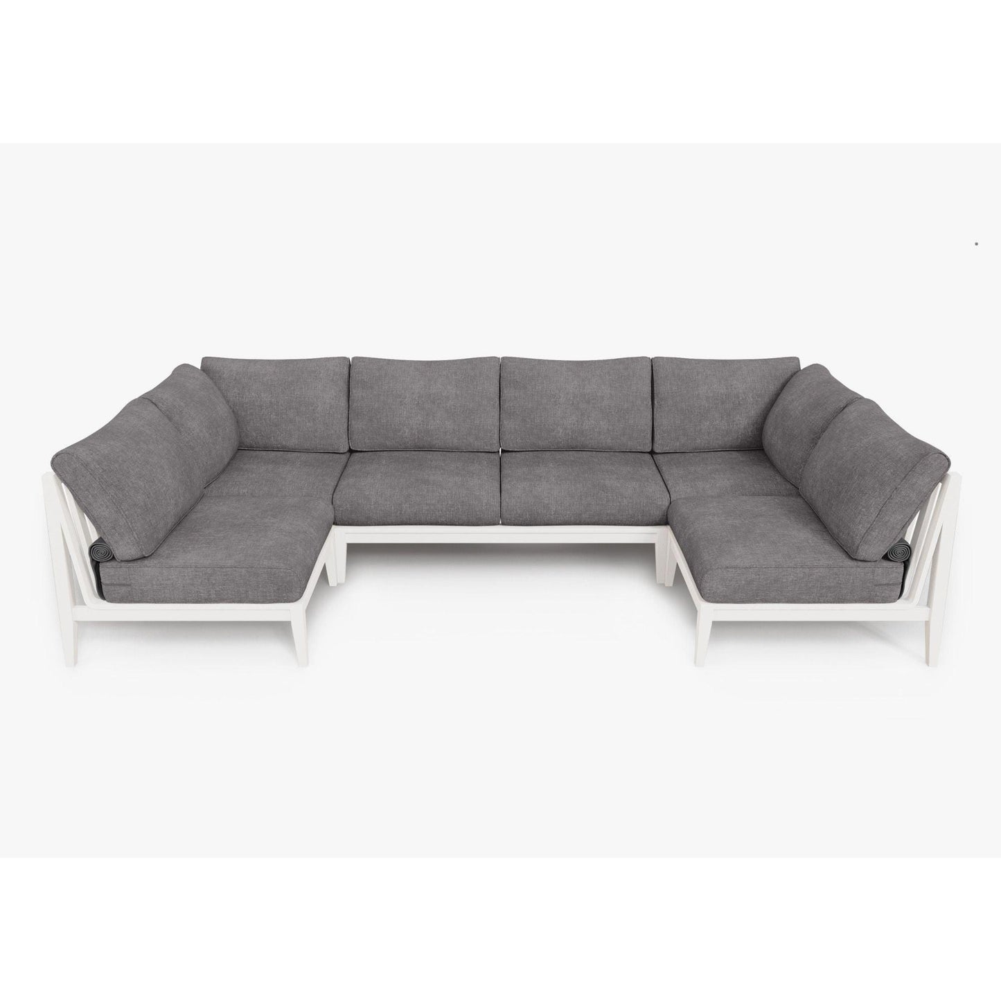 Live Outer 127" x 64" White Aluminum Outdoor U Sectional 6-Seat With Dark Pebble Gray Cushion