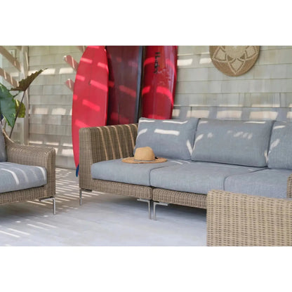 Live Outer 132" x 66" Brown Wicker Outdoor U Sectional 6-Seat With Pacific Fog Gray Cushion