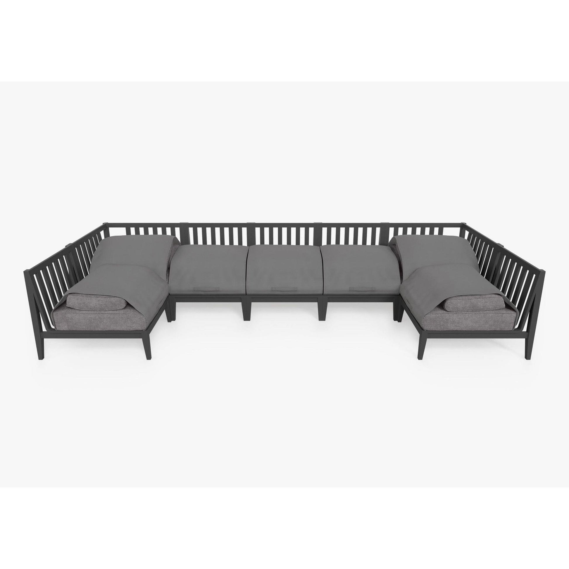 Live Outer 156" x 64" Charcoal Aluminum Outdoor U Sectional 7-Seat With Dark Pebble Gray Cushion