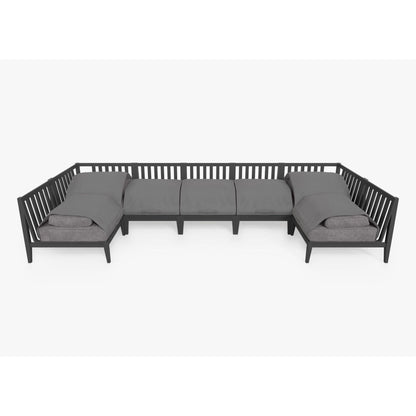 Live Outer 156" x 64" Charcoal Aluminum Outdoor U Sectional 7-Seat With Dark Pebble Gray Cushion