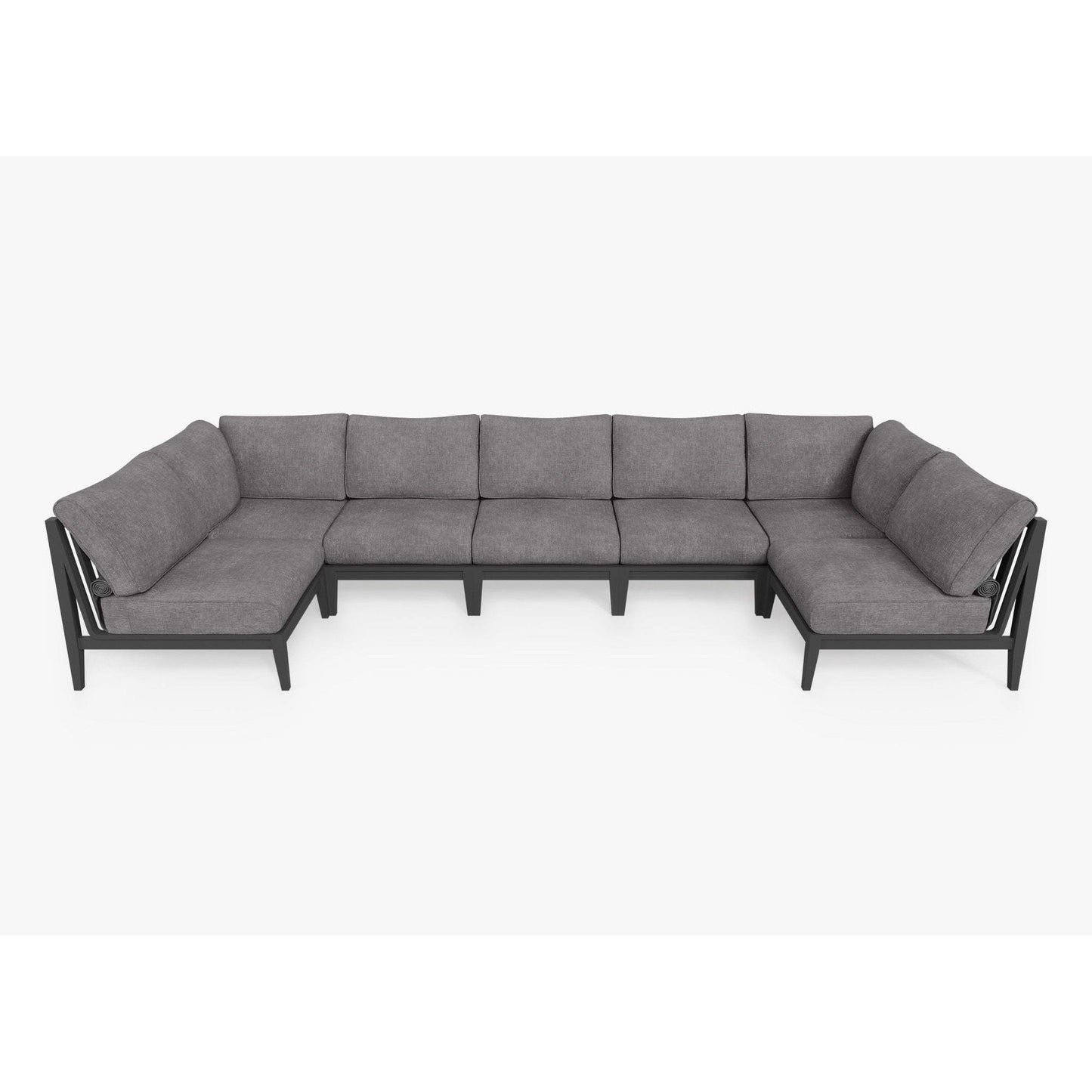 Live Outer 156" x 64" Charcoal Aluminum Outdoor U Sectional 7-Seat With Dark Pebble Gray Cushion