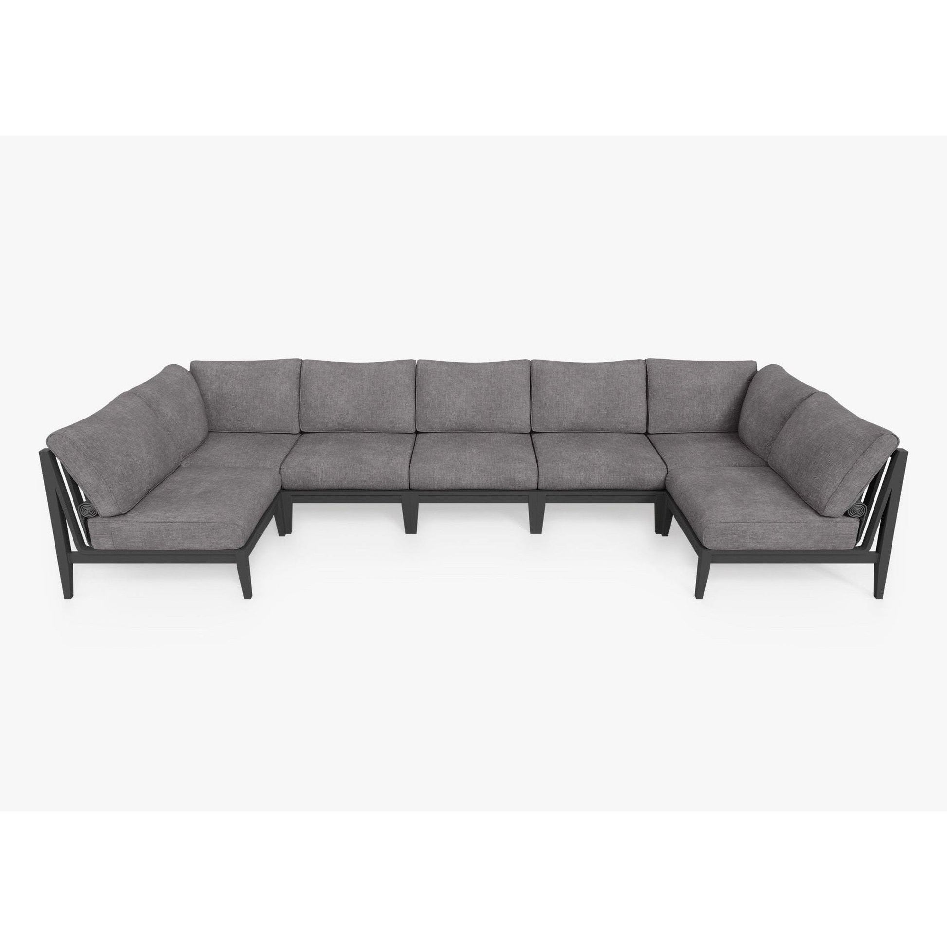 Live Outer 156" x 64" Charcoal Aluminum Outdoor U Sectional 7-Seat With Dark Pebble Gray Cushion