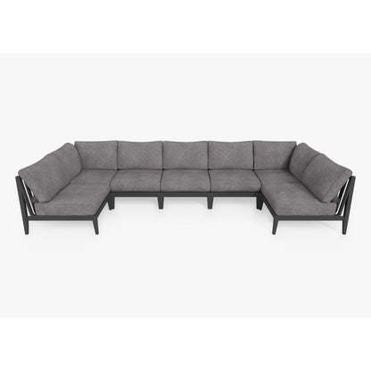 Live Outer 156" x 64" Charcoal Aluminum Outdoor U Sectional 7-Seat With Dark Pebble Gray Cushion