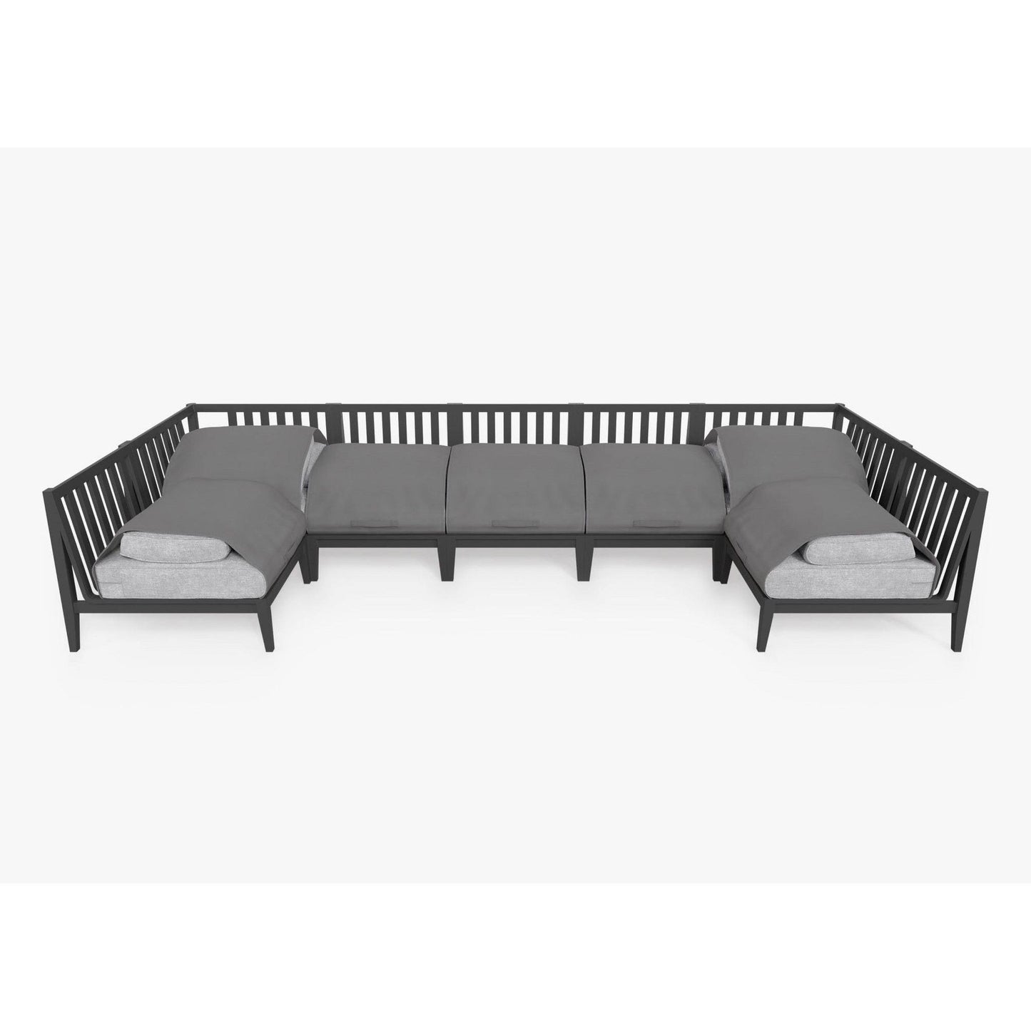 Live Outer 156" x 64" Charcoal Aluminum Outdoor U Sectional 7-Seat With Pacific Fog Gray Cushion