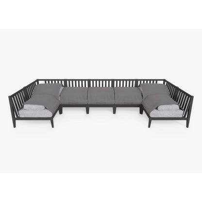 Live Outer 156" x 64" Charcoal Aluminum Outdoor U Sectional 7-Seat With Pacific Fog Gray Cushion