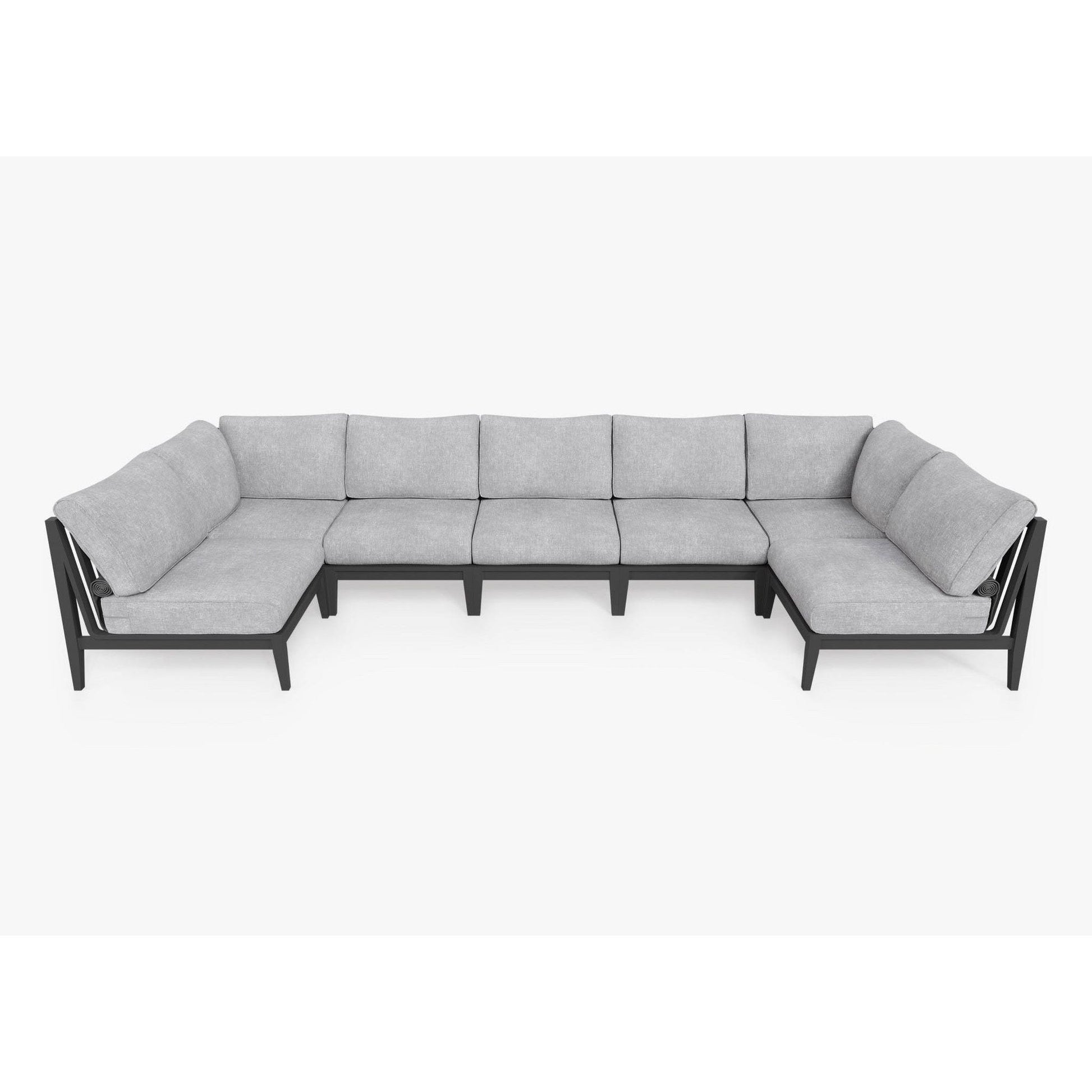 Live Outer 156" x 64" Charcoal Aluminum Outdoor U Sectional 7-Seat With Pacific Fog Gray Cushion