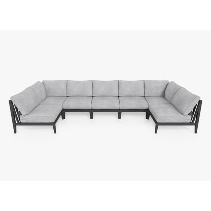 Live Outer 156" x 64" Charcoal Aluminum Outdoor U Sectional 7-Seat With Pacific Fog Gray Cushion