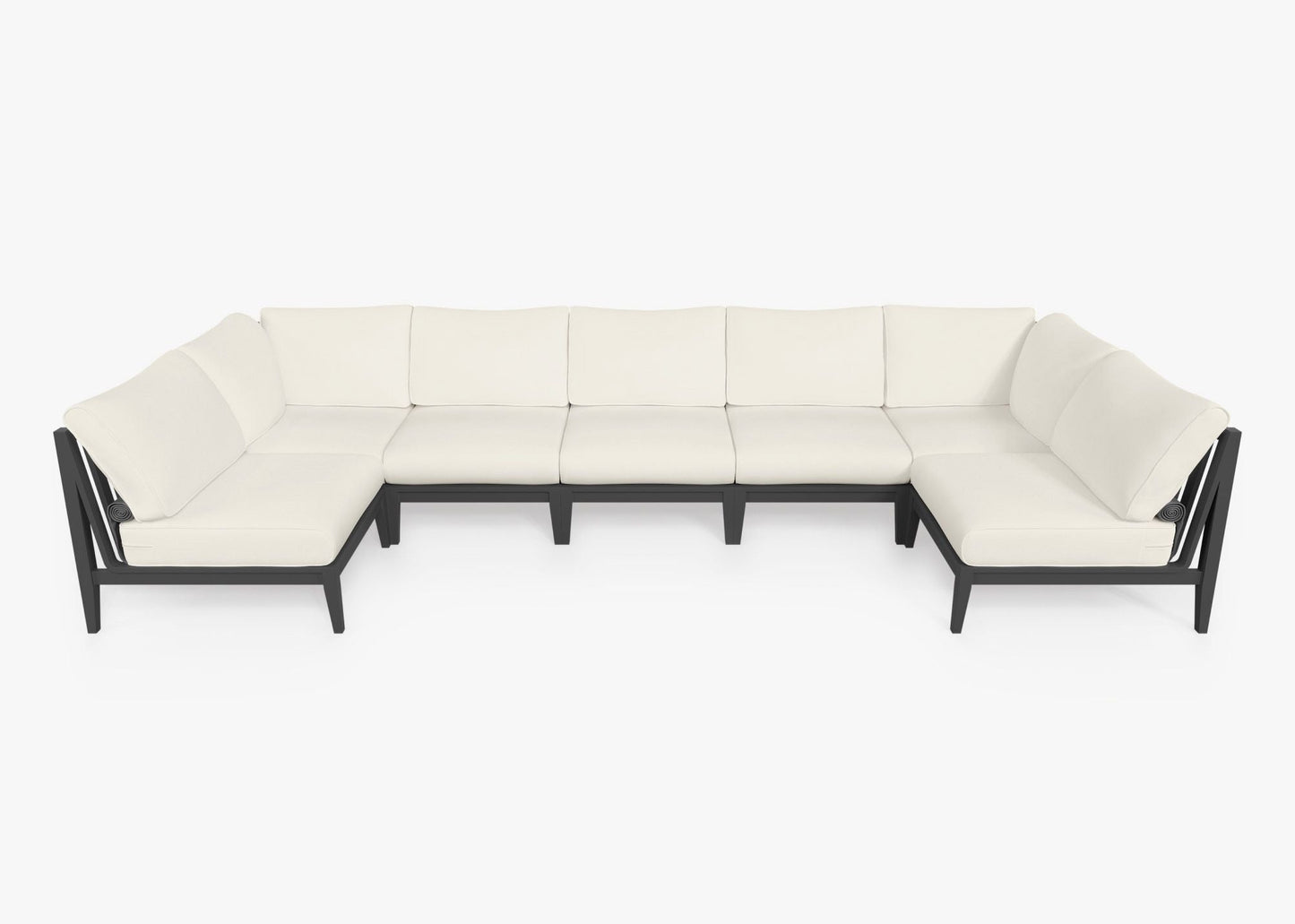 Live Outer 156" x 64" Charcoal Aluminum Outdoor U Sectional 7-Seat With Palisades Cream Cushion