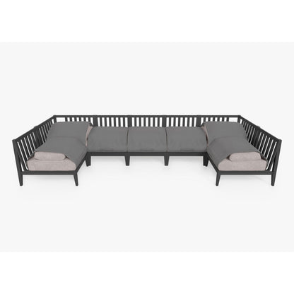 Live Outer 156" x 64" Charcoal Aluminum Outdoor U Sectional 7-Seat With Sandstone Gray Cushion