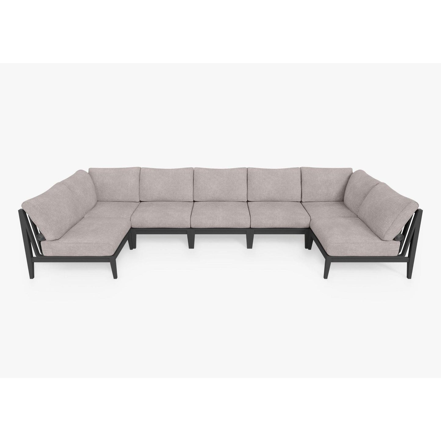 Live Outer 156" x 64" Charcoal Aluminum Outdoor U Sectional 7-Seat With Sandstone Gray Cushion