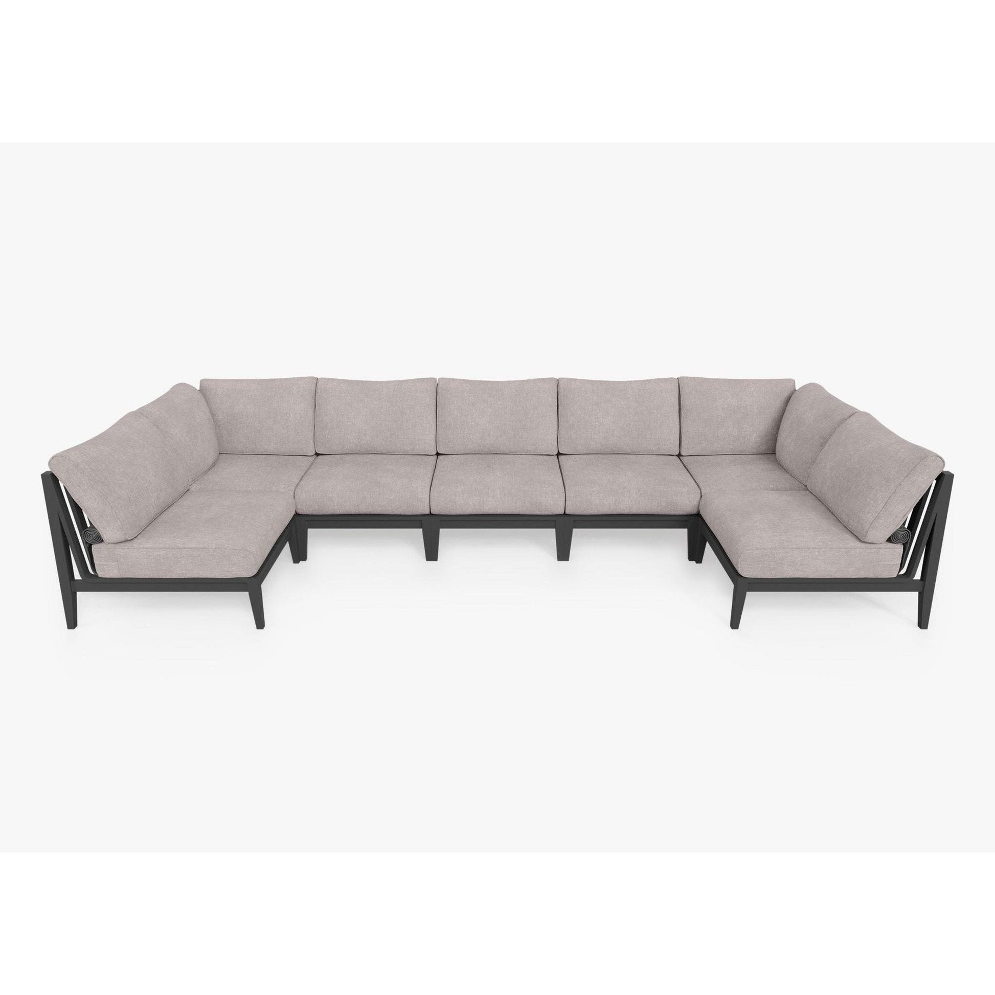Live Outer 156" x 64" Charcoal Aluminum Outdoor U Sectional 7-Seat With Sandstone Gray Cushion