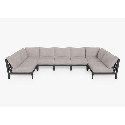 Live Outer 156" x 64" Charcoal Aluminum Outdoor U Sectional 7-Seat With Sandstone Gray Cushion