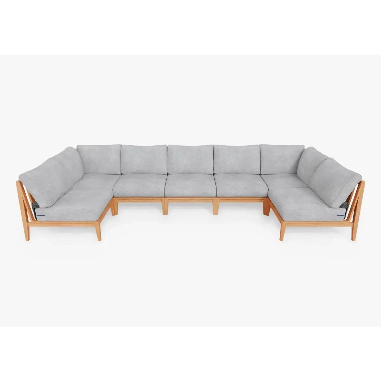 Live Outer 156" x 64" Teak Outdoor U Shape Sectional 7-Seat With Pacific Fog Gray Cushion