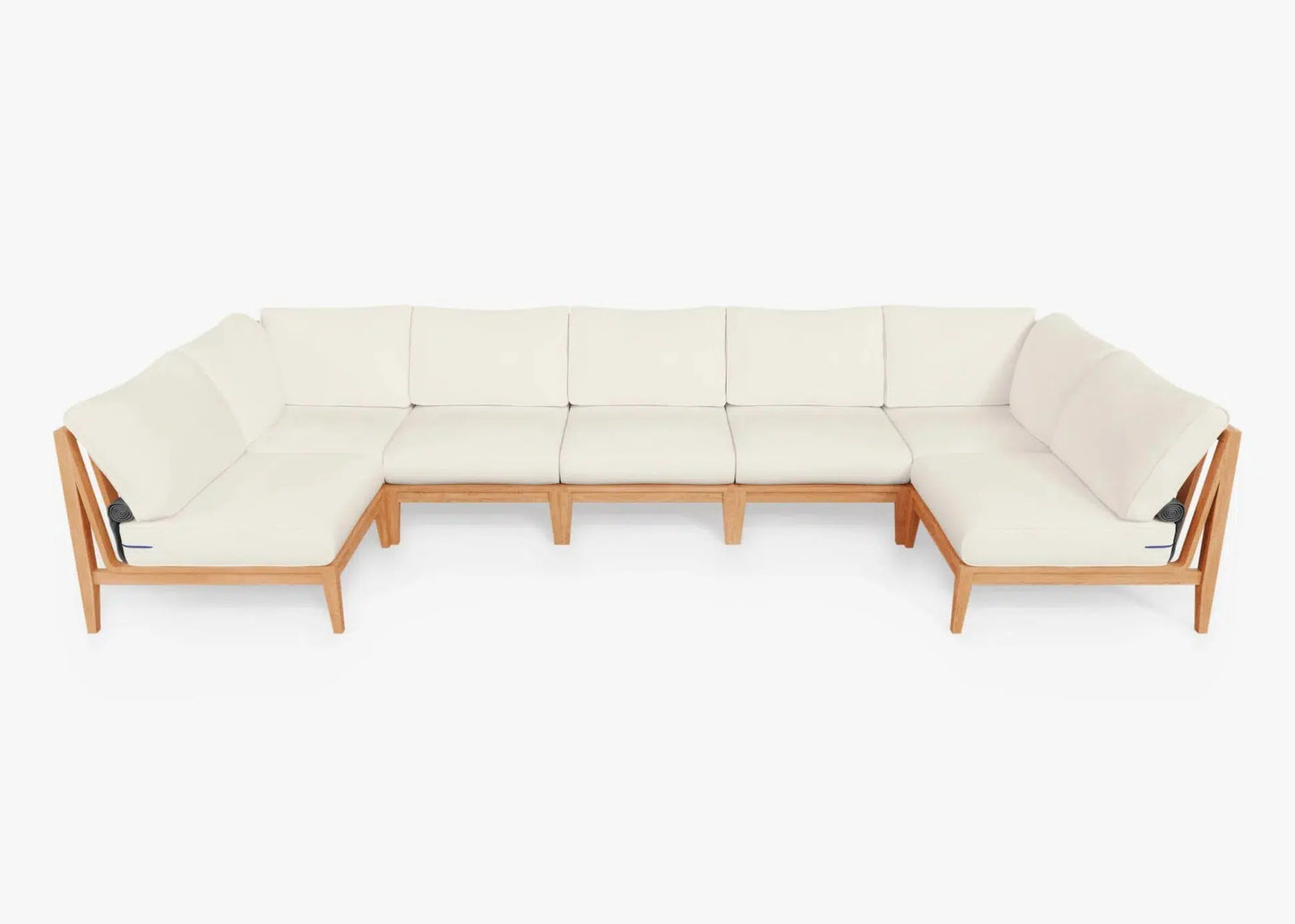 Live Outer 156" x 64" Teak Outdoor U Shape Sectional 7-Seat With Palisades Cream Cushion