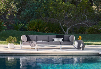 Live Outer 156" x 64" White Aluminum Outdoor U Sectional 7-Seat With Pacific Fog Gray Cushion
