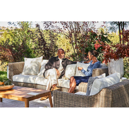 Live Outer 161" x 66" Brown Wicker Outdoor U Sectional 7-Seat With Palisades Cream Cushion