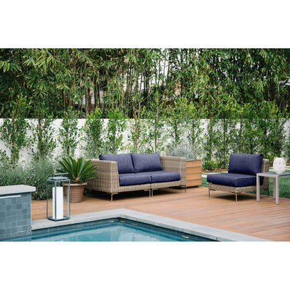 Live Outer 190" x 66" Brown Wicker Outdoor U Sectional 8-Seat With Deep Sea Navy Cushion