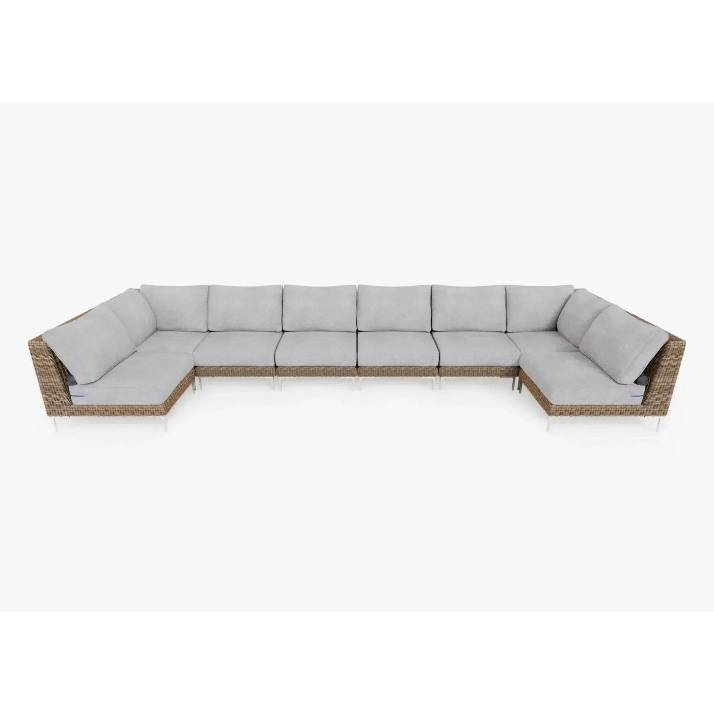 Live Outer 190" x 66" Brown Wicker Outdoor U Sectional 8-Seat With Pacific Fog Gray Cushion