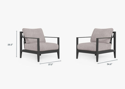 Live Outer 27" Charcoal Aluminum Outdoor Armchair Conversation Set With Sandstone Gray Cushion