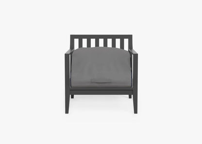 Live Outer 27" Charcoal Aluminum Outdoor Armchair With Deep Sea Navy Cushion