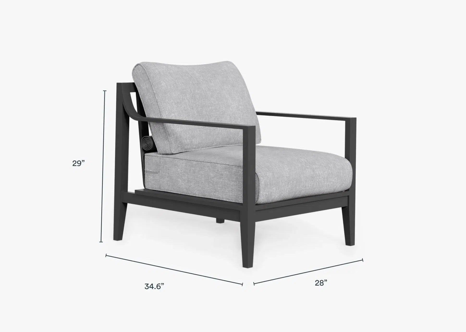 Live Outer 27" Charcoal Aluminum Outdoor Armchair With Pacific Fog Gray Cushion