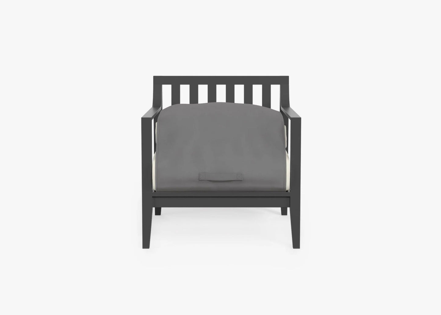 Live Outer 27" Charcoal Aluminum Outdoor Armchair With Palisades Cream Cushion