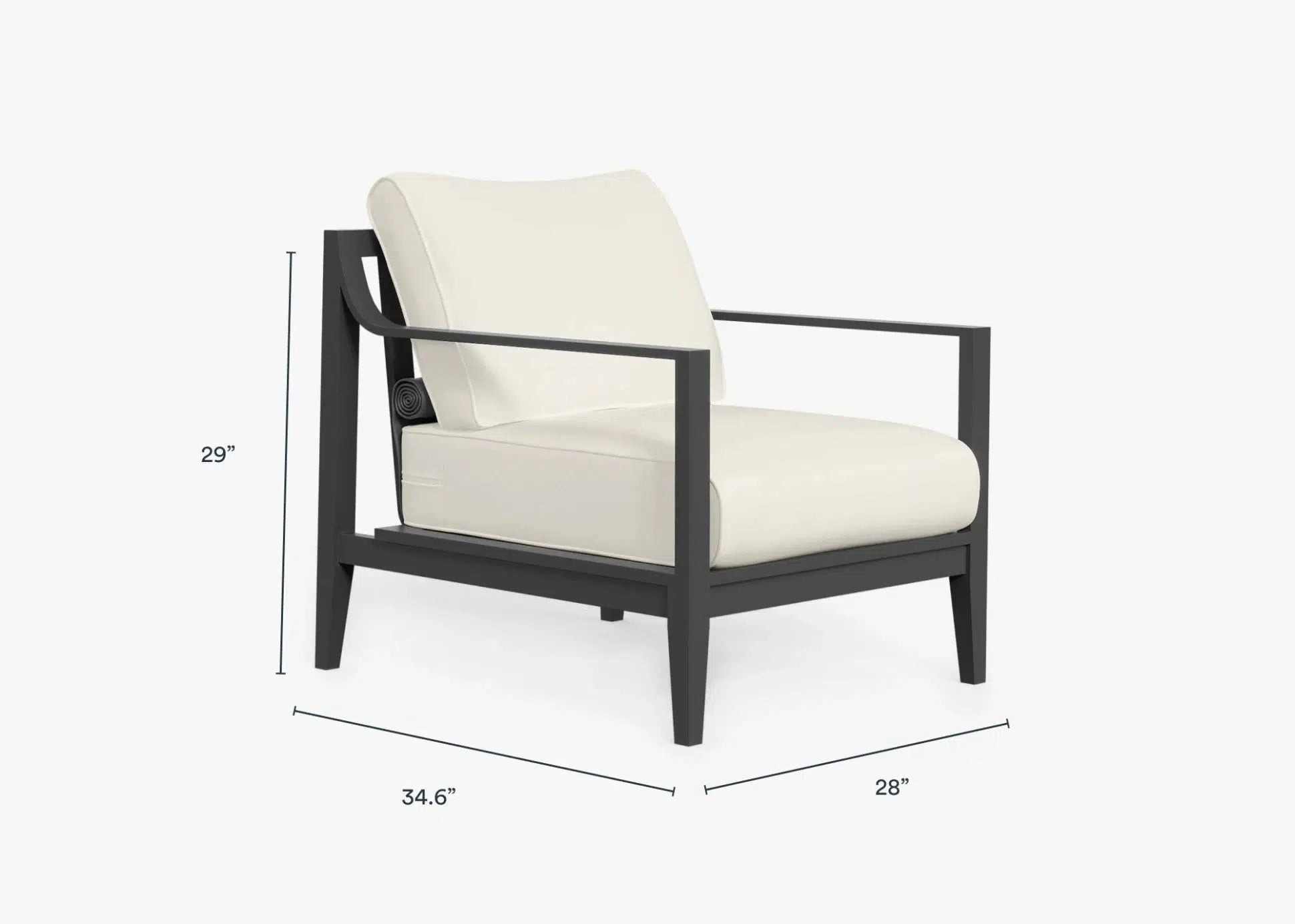 Live Outer 27" Charcoal Aluminum Outdoor Armchair With Palisades Cream Cushion
