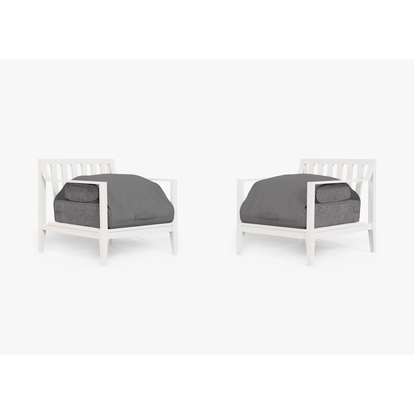Live Outer 27" White Aluminum Outdoor Armchair Conversation Set With Dark Pebble Gray Cushion
