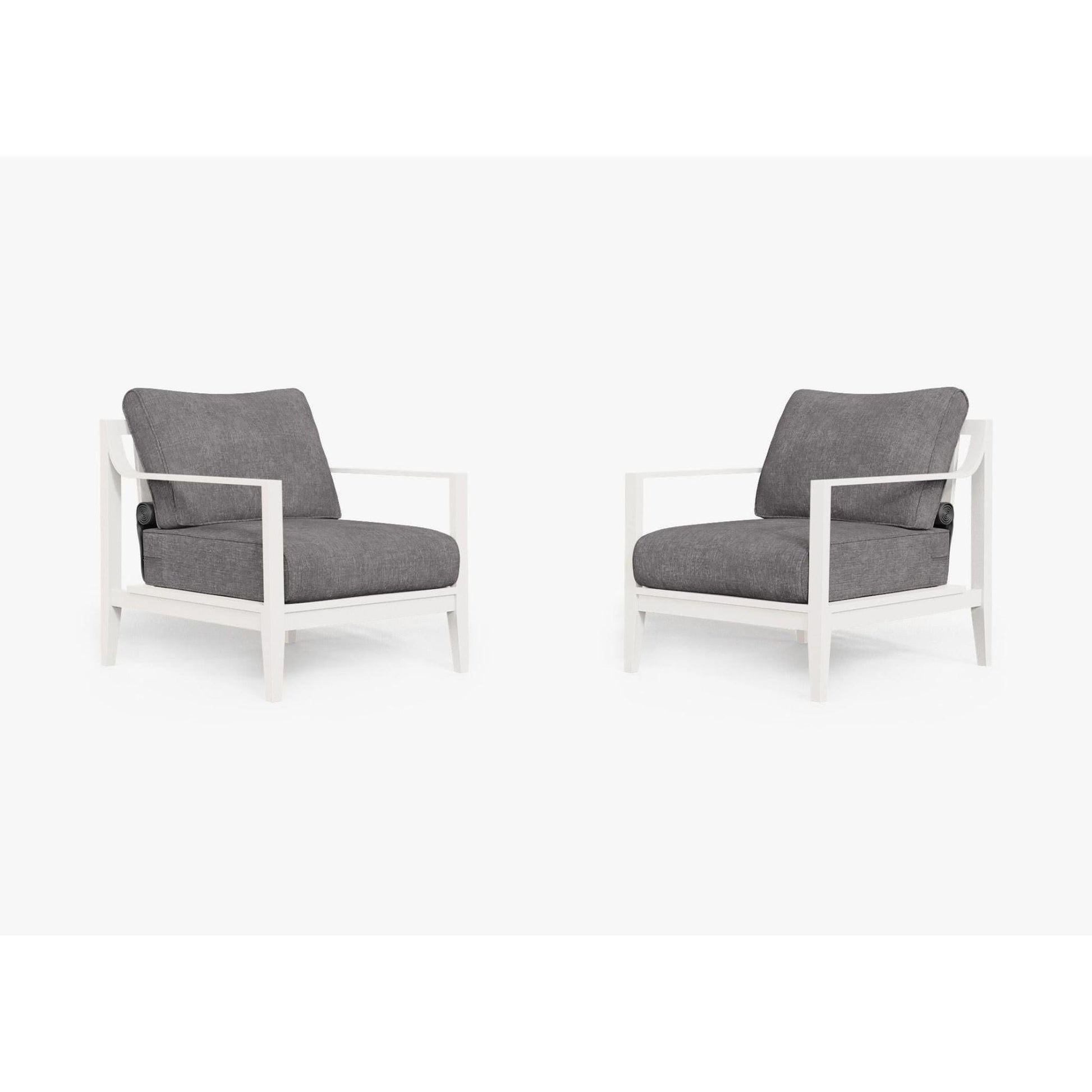 Live Outer 27" White Aluminum Outdoor Armchair Conversation Set With Dark Pebble Gray Cushion