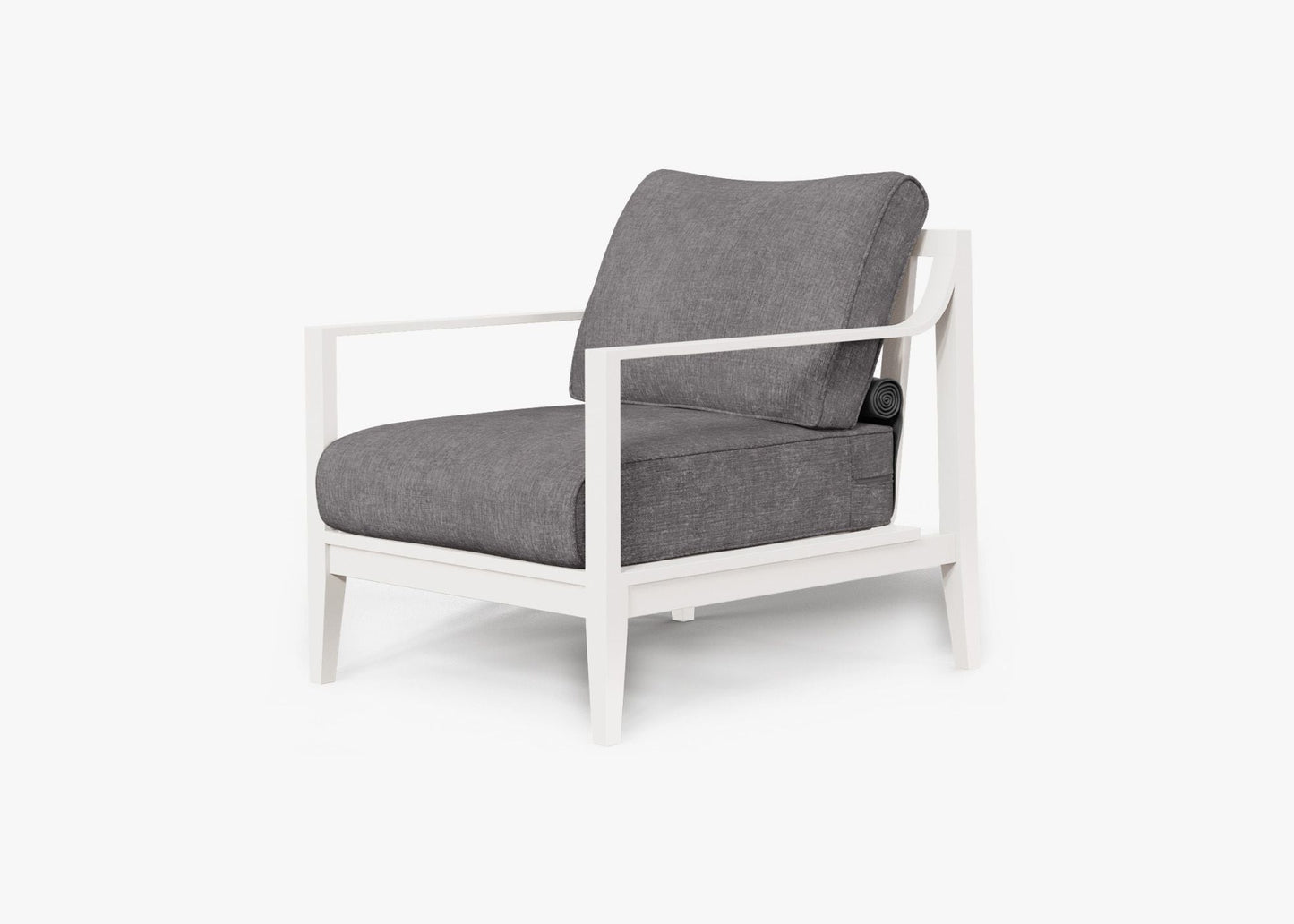Live Outer 27" White Aluminum Outdoor Armchair With Dark Pebble Gray Cushion
