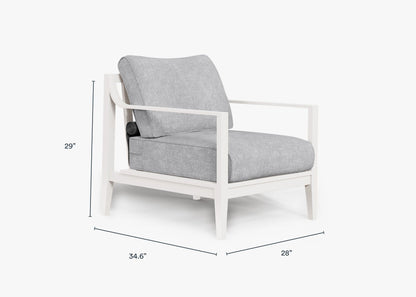 Live Outer 27" White Aluminum Outdoor Armchair With Pacific Fog Gray Cushion