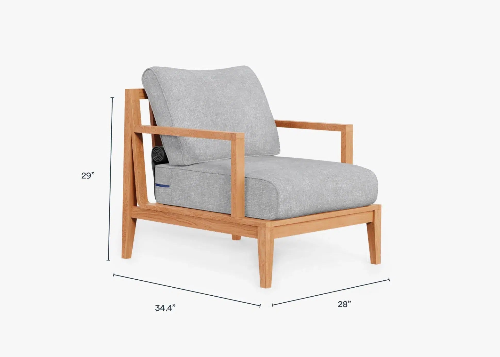 Live Outer 28" Teak Outdoor Armchair With Pacific Fog Gray Cushion