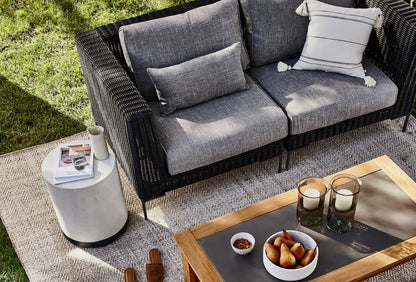Live Outer 29" Black Wicker Outdoor Armless Chair Conversation Set With Pacific Fog Gray Cushion