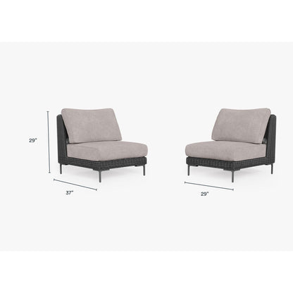 Live Outer 29" Black Wicker Outdoor Armless Chair Conversation Set With Sandstone Gray Cushion