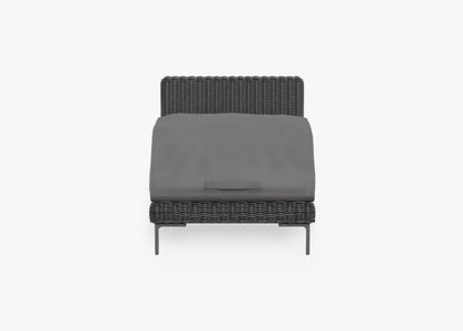 Live Outer 29" Black Wicker Outdoor Armless Chair With Dark Pebble Gray Cushion