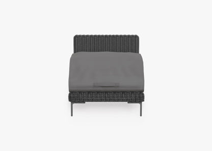 Live Outer 29" Black Wicker Outdoor Armless Chair With Pacific Fog Gray Cushion