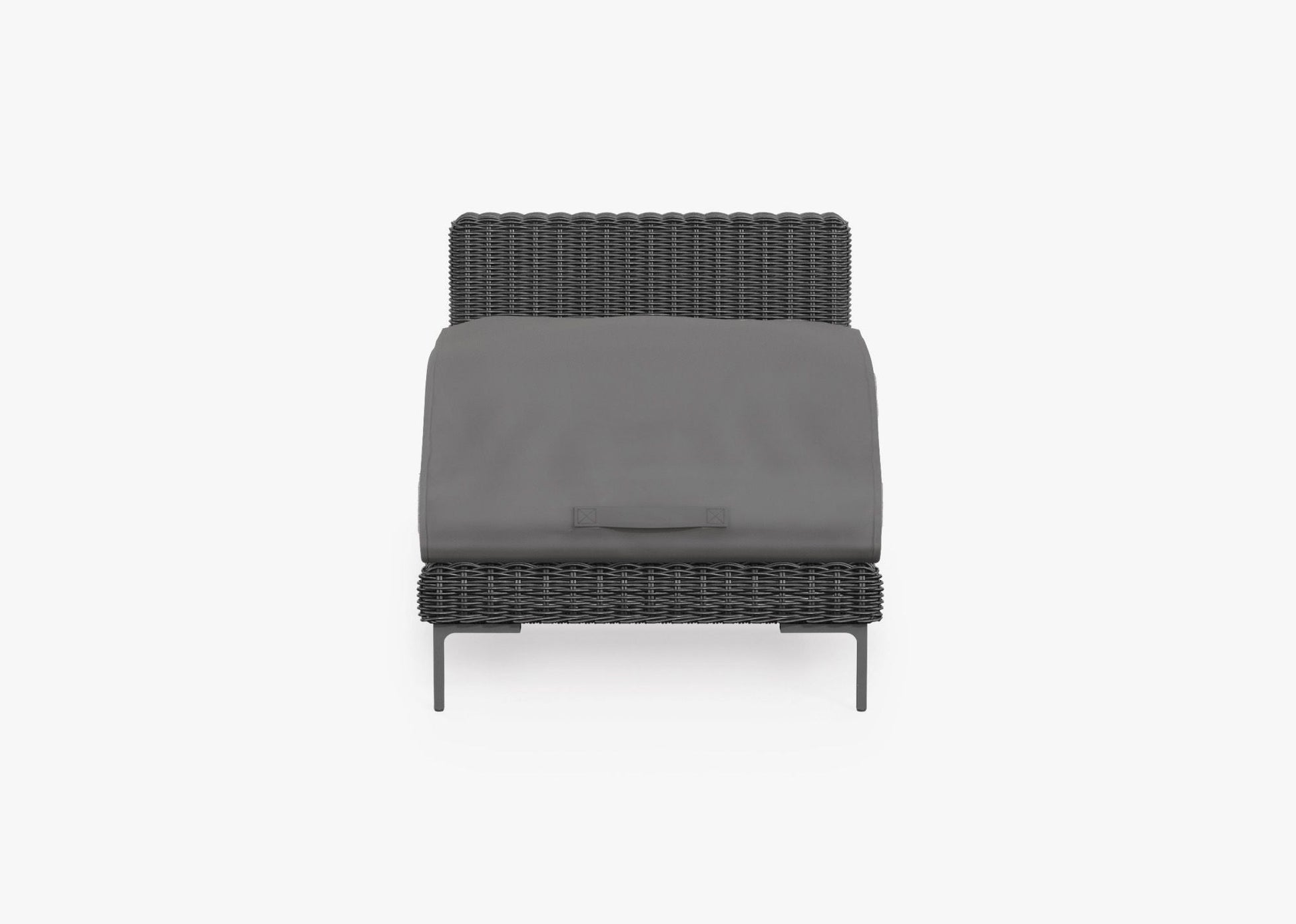 Live Outer 29" Black Wicker Outdoor Armless Chair With Sandstone Gray Cushion