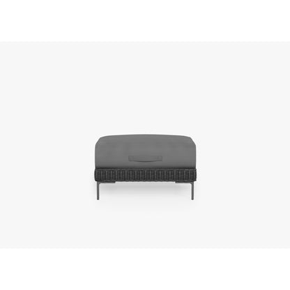 Live Outer 29" Black Wicker Outdoor Ottoman With Dark Pebble Gray Cushion