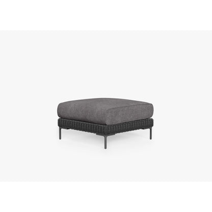Live Outer 29" Black Wicker Outdoor Ottoman With Dark Pebble Gray Cushion