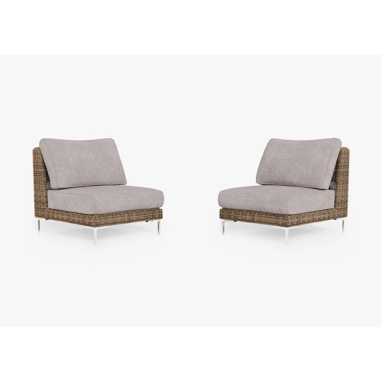 Live Outer 29" Brown Wicker Outdoor Armless Chair Conversation Set With Sandstone Gray Cushion