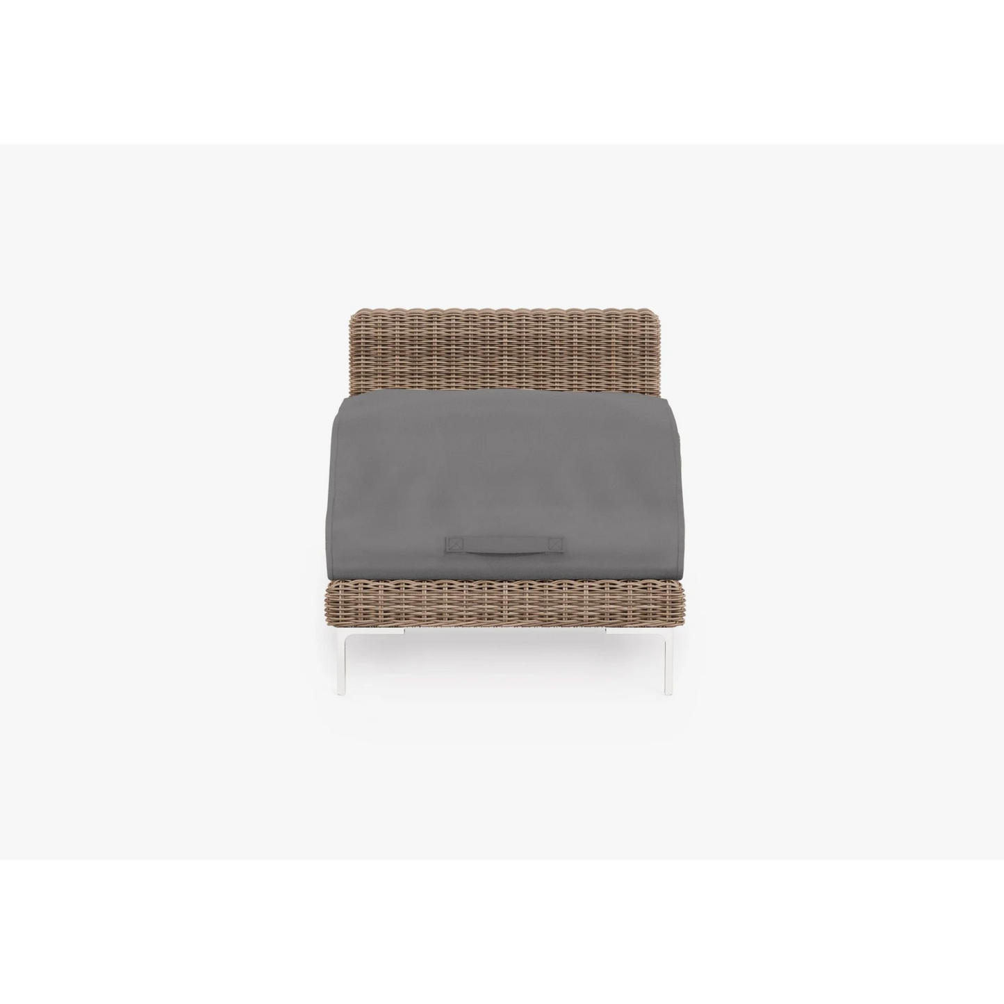 Live Outer 29" Brown Wicker Outdoor Armless Chair With Dark Pebble Gray Cushion